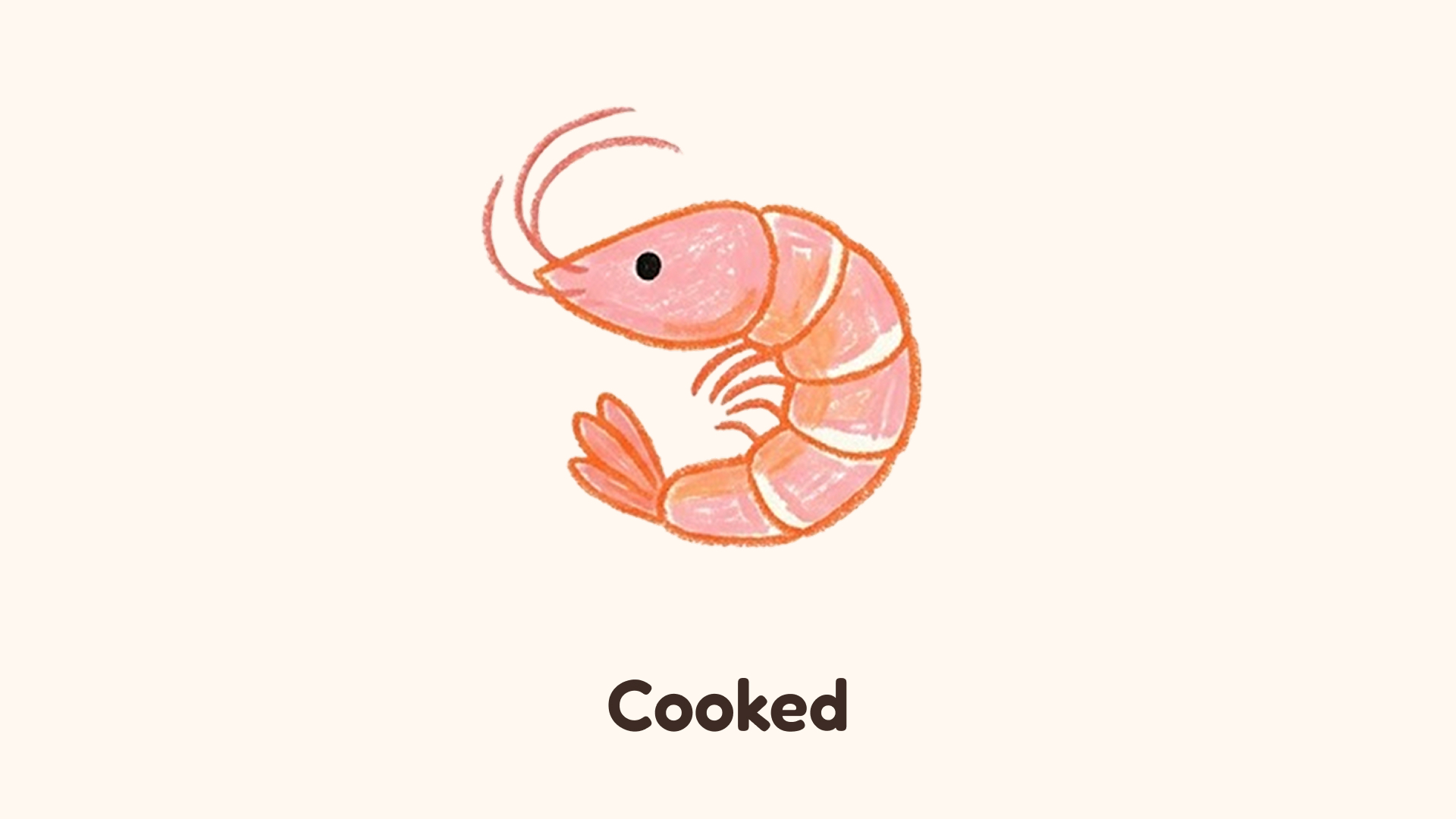 Cooked shrimp — dead, slouched