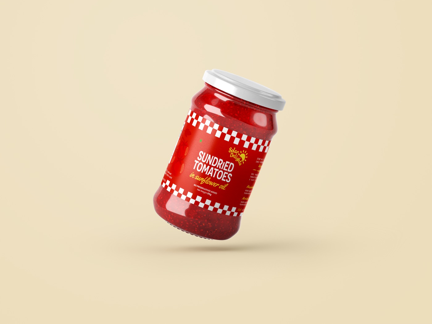 Solar Delights sundried tomatoes jar packaging