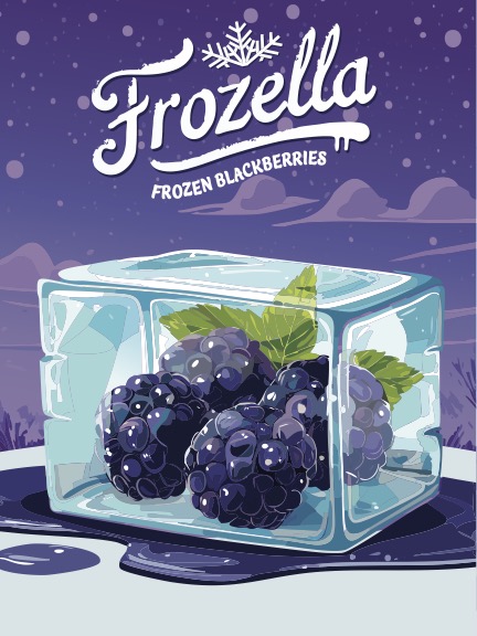Frozella frozen blackberries label